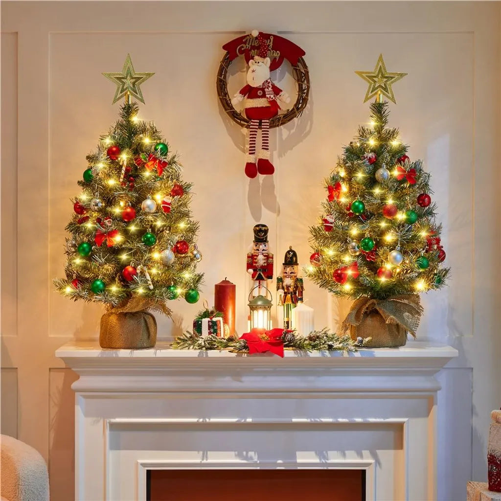 Yaheetech : lot de 2 sapins de Noël artificiels de 92 cm avec neige et LED