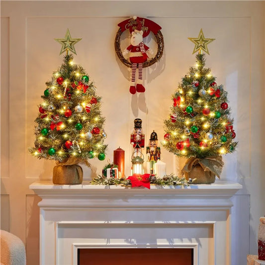 Yaheetech : lot de 2 sapins de Noël artificiels de 92 cm avec neige et LED