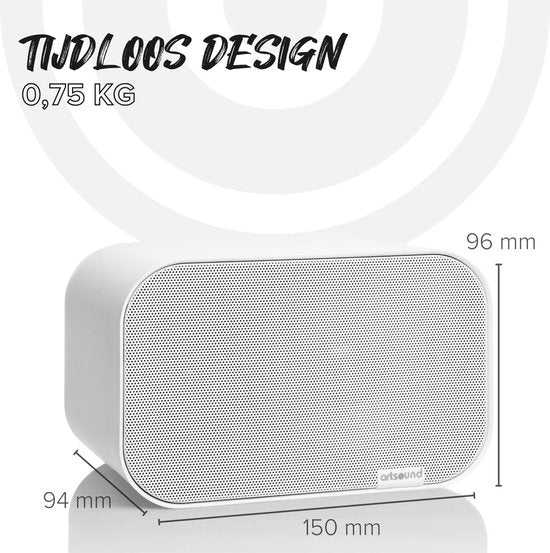 Artsound UNI20, Jeu de 2 haut-parleurs passifs, haut-parleur hi-fi 2 voies, 10-40 watts, support mural avec joint à rotule, convient aux pièces jusqu'à 20 m² telles que couloir, cuisine, toilettes, couleur : blanc