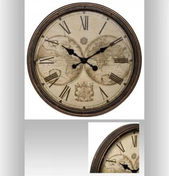 Horloge - Horloge murale - Horloge mondiale, diamètre 51 cm - Horloge de grande qualité
