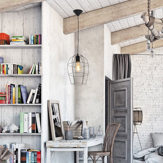 Suspension Minimalics 2705ZW – Noire, réglable de 35 cm à 185 cm, design scandinave, avec douille E27, de la marque Mexlite, fabriquée en métal, en plastique et avec des composants électroniques