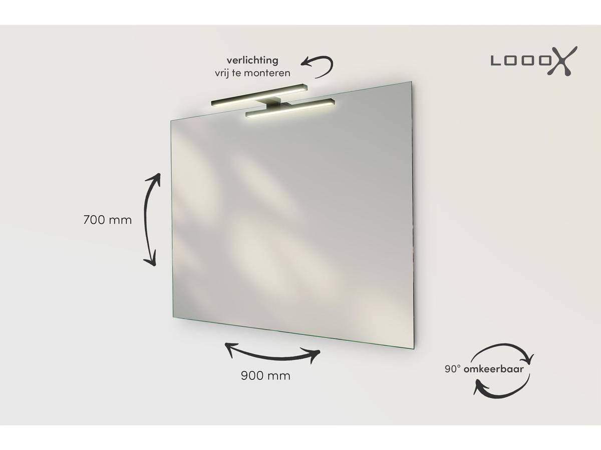 Miroir de salle de bains LoooX avec éclairage LED - Miroir éclairé - 70 x 90 cm