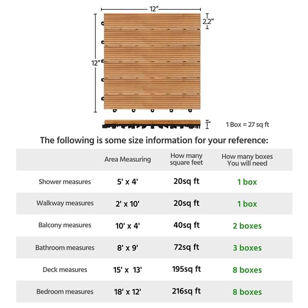 Lot de 27 dalles de terrasse Yaheetech - 30,8 x 30,8 cm - Bois naturel
