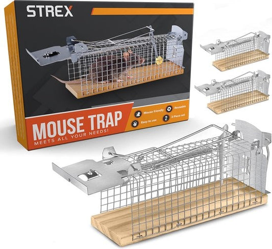 Piège à souris Strex pour l'intérieur et l'extérieur - respectueux des animaux - piège vivant - 2 pièces