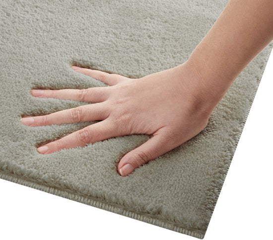 tectake® Tapis à poils courts - 120 x 170 cm - Sable - Tapis pour le salon, la chambre à coucher, la salle à manger - Facile d'entretien et lavable - Sous-couche antidérapante - Antiallergique - Diverses tailles et couleurs