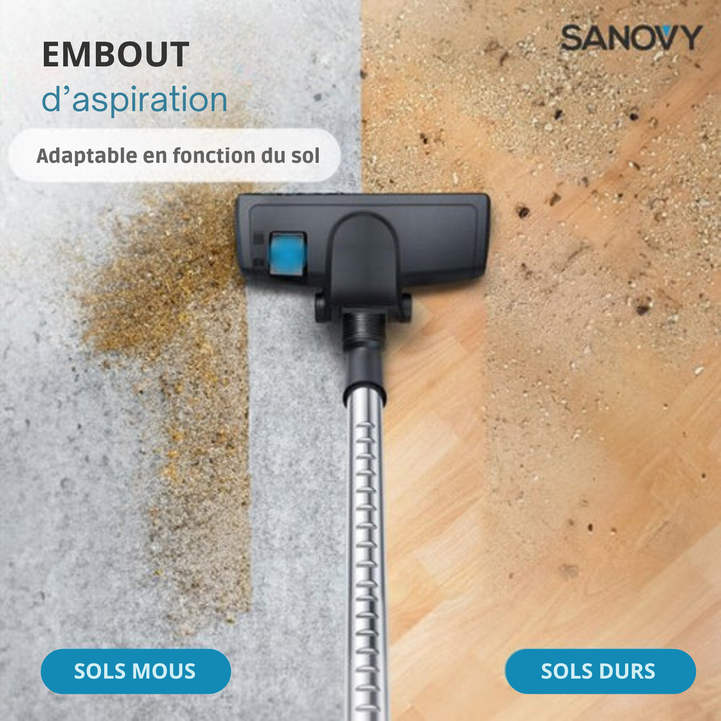 Aspirateur puissant sans sac - Sanovy ProPower - 3L - Compact - Bleu