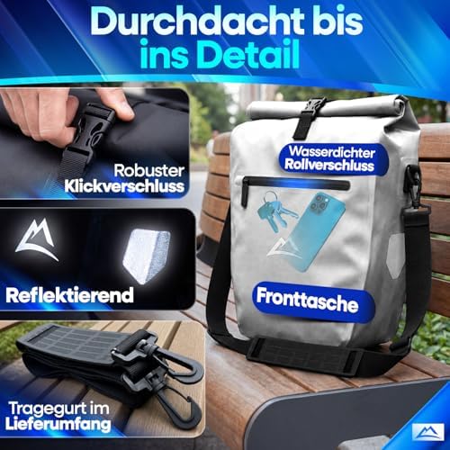 Sac de transport pour bagages Nextcover AquaShield en TPU, 100 % imperméable, avec système de fixation par clic et fermeture à enroulement, réfléchissant, 28 litres
