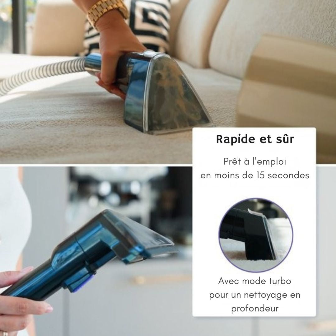 Nettoyeur de tapis PRO Motionflow - Nettoyage en profondeur avec fonction vapeur jusqu'à 100°C - Puissant nettoyeur de taches 1700W - Nettoyage pour sol, canapé, salle de bain et tapis - Produit nettoyant - Noir