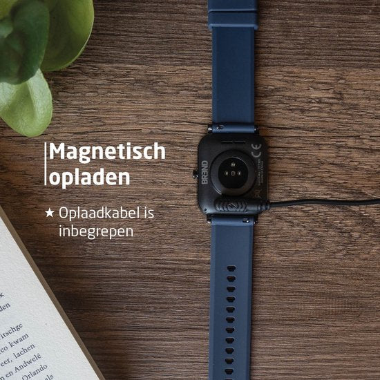 BREND Smartwatch pour femmes et hommes - podomètre, tensiomètre et cardiofréquencemètre - montre de sport - étanche - bleu