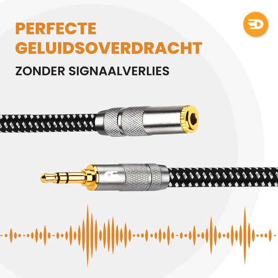 Drivv. Premium AUX Extension Cable - 5 mètres - Jack Male to 3.5 mm Female - Audio Extension Cable - Jack Extension Cable - Nylon