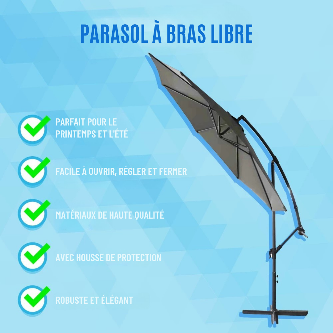 Parasol Lifa garden - Rotation 360° - ø300cm - Hauteur 250 cm - Gris