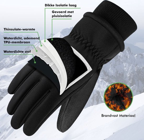 Travelhawk Touchscreen Gloves - Extra Warm - Splashproof Gloves Men - Gloves Ladies - Gloves Winter - Scooter/Bike - Black - L/XL
