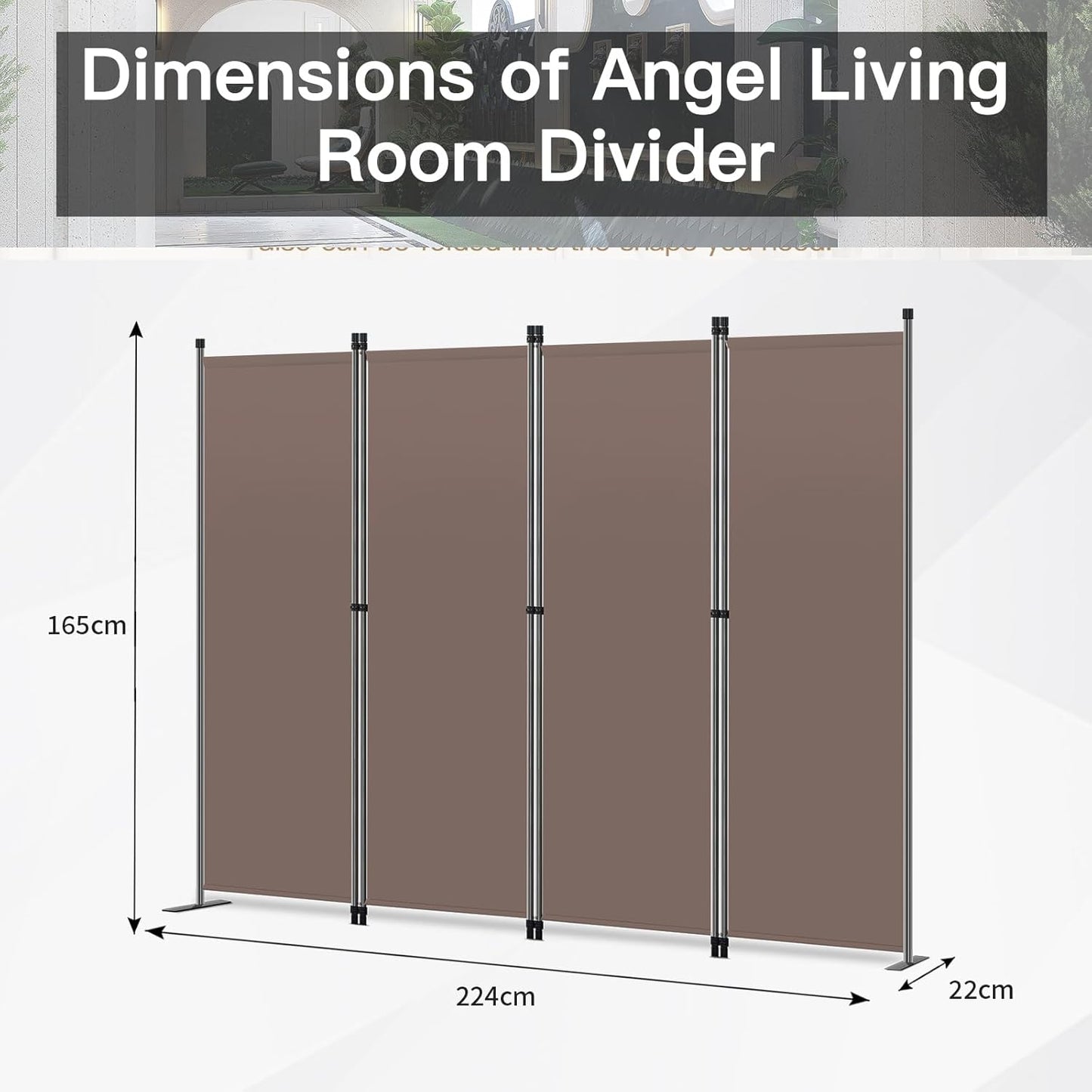 Angel Living Paravent - 4 Panneaux - 224 x 165 cm - Marron