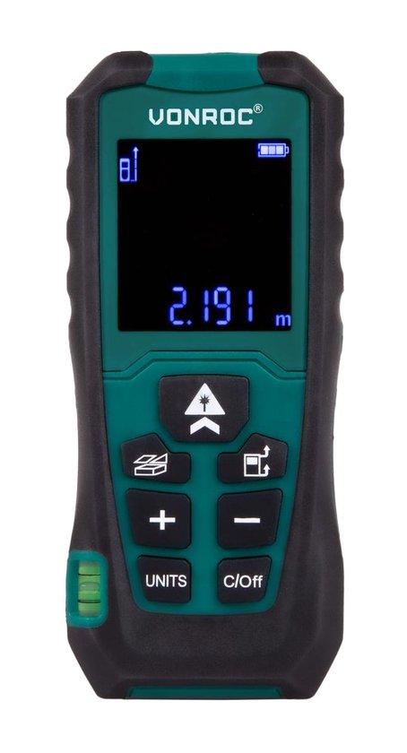 VONROC Télémètre laser - Portée de 60 mètres - Référence de mesure réglable