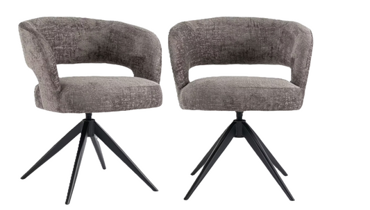 Chaise de salle à manger Coco de Criks Design, couleur taupe - 77 x 62 x 61 cm - Lot de 2