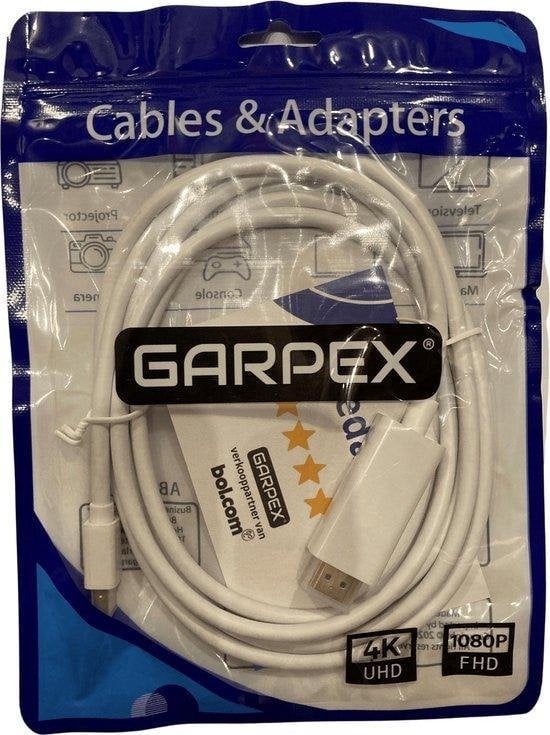 Garpex® Câble Mini DisplayPort vers HDMI - Câble Mini DP vers HDMI - Câble HDMI - 4K 30Hz Ultra HD - Blanc - 1,8 mètres