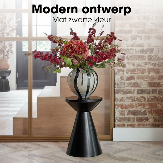 Mica Decorations Jim Table d'appoint - Table d'appoint ronde H45 x Ø31 cm - Petite table en fer pour le salon ou la chambre - Table d'appoint pour plantes - Table de chevet de style industriel - Noir