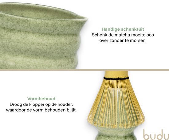 Budu Matcha set 7 pièces - Fouet à Matcha - Bol à Matcha - Fouet à Matcha - Kit de démarrage Matcha - Tamis - Set cadeau Matcha - Cadeau de Noël