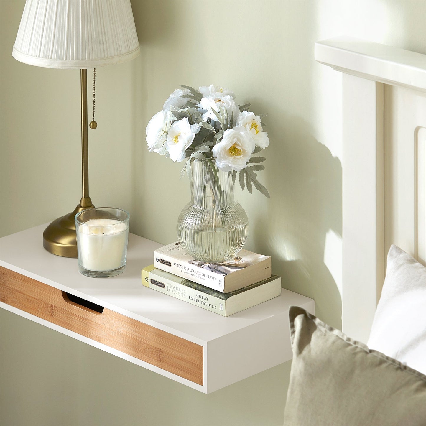 Etagère murale - SoBuy - avec 1 tiroir - Max 5 kg - 60 x 25 x 8 cm - Blanc/ Brun