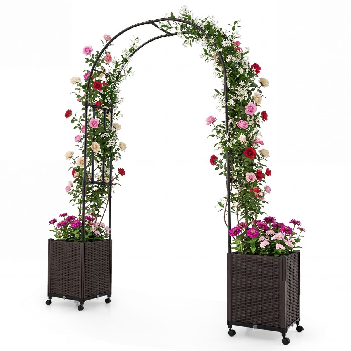 Arche de jardin Coast avec jardinières - système d'arrosage automatique - conception modulaire - noir - 230 cm