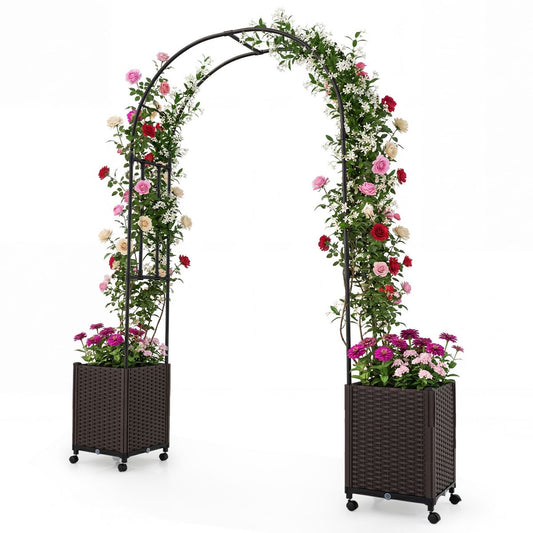 Arche de jardin Coast avec jardinières - système d'arrosage automatique - conception modulaire - noir - 230 cm