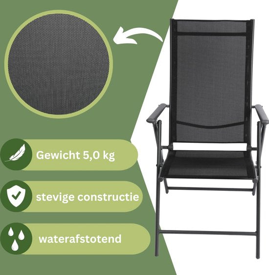 Albatros Aruba Garden Chairs Set of 2 - Chaises de jardin pliantes avec structure métallique robuste et grande capacité de charge - Chaises pliantes confortables également comme chaises de terrasse ou chaises de balcon