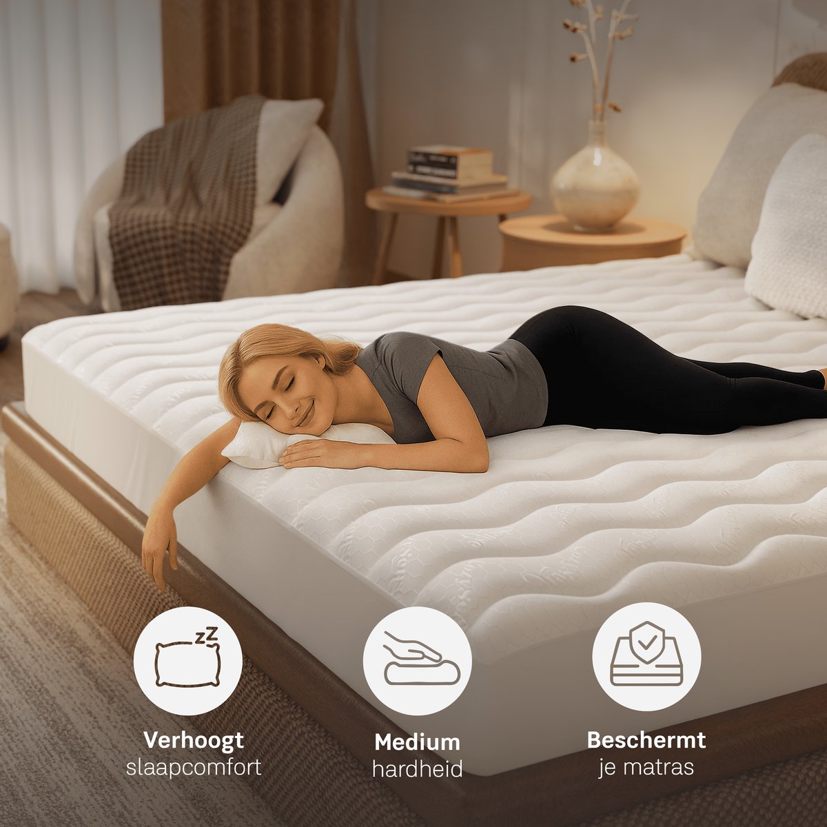 Cozysense Topper 120 x 200 - Surmatelas en mousse à mémoire de forme avec structure alvéolaire imprégnée de gel - 3 cm - Blanc