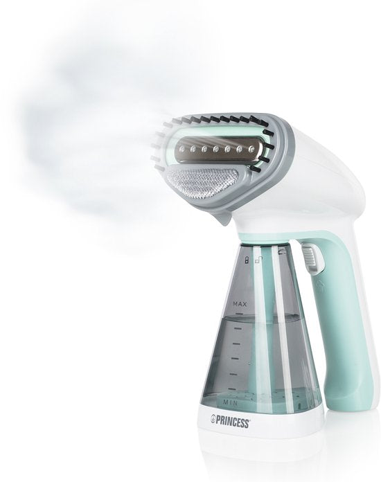 Princess 332846 Défroisseur à vapeur - Défroisseur à main – 2 réglages de vapeur - Réservoir d'eau amovible - Chauffe rapidement - Brosse de nettoyage incluse - 1 600 W
