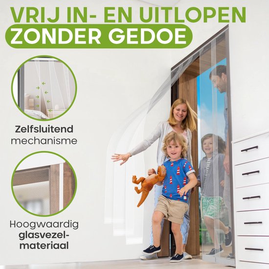 O'DADDY® Fly Curtain Slat Screen - 100x260 cm - Rideau de porte - Porte - Design ajustable - Fibre de verre - Moustiquaire de porte blanche