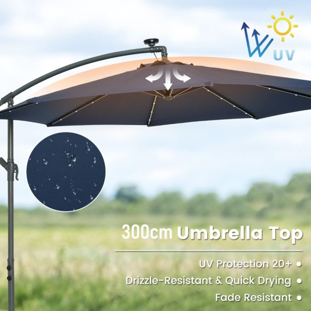 Coast Parasol flottant avec éclairage LED - Sacs de sable inclus - Ø3m - Bleu