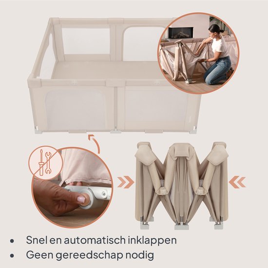 Lionelo Florence Easy Fold - Parc pour bébé – Se replie très rapidement – 150 x 180 cm – Pour la maison et le jardin – 0 à 48 mois – Parc sécurisé – Sac de transport – Compact une fois plié – Parc de jeu avec filet respirant – 2 entrées latérales à fermet