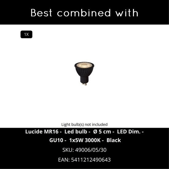 Lucide TUBE Spot plafonnier - Ø 9,6 cm - 1xGU10 - Noir