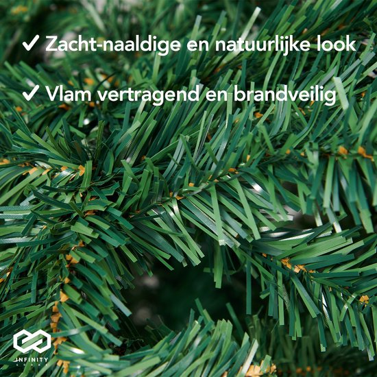 Infinity Goods Artificial Christmas Tree With LED Lights - 240 cm - Arbre de Noël réaliste en plastique - Support en métal - Vert