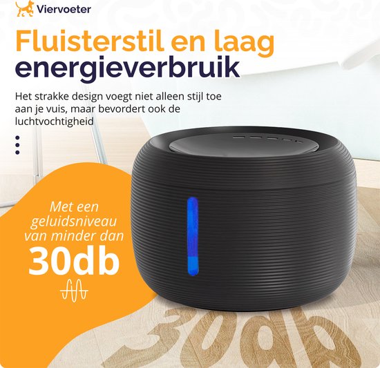 Abreuvoir Quadruped Premium - Abreuvoir rond pour chiens et chats - 2.5L - Abreuvoir pour animaux - silencieux - 2 filtres inclus - Noir