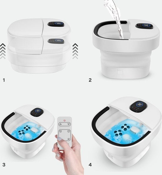 Balnéothérapie - Niceey - Bain de pieds - Masseur - Jusqu'à 48°C - Fonction bulle - Massage infrarouge - Télécommande incluse - 14L - Blanc