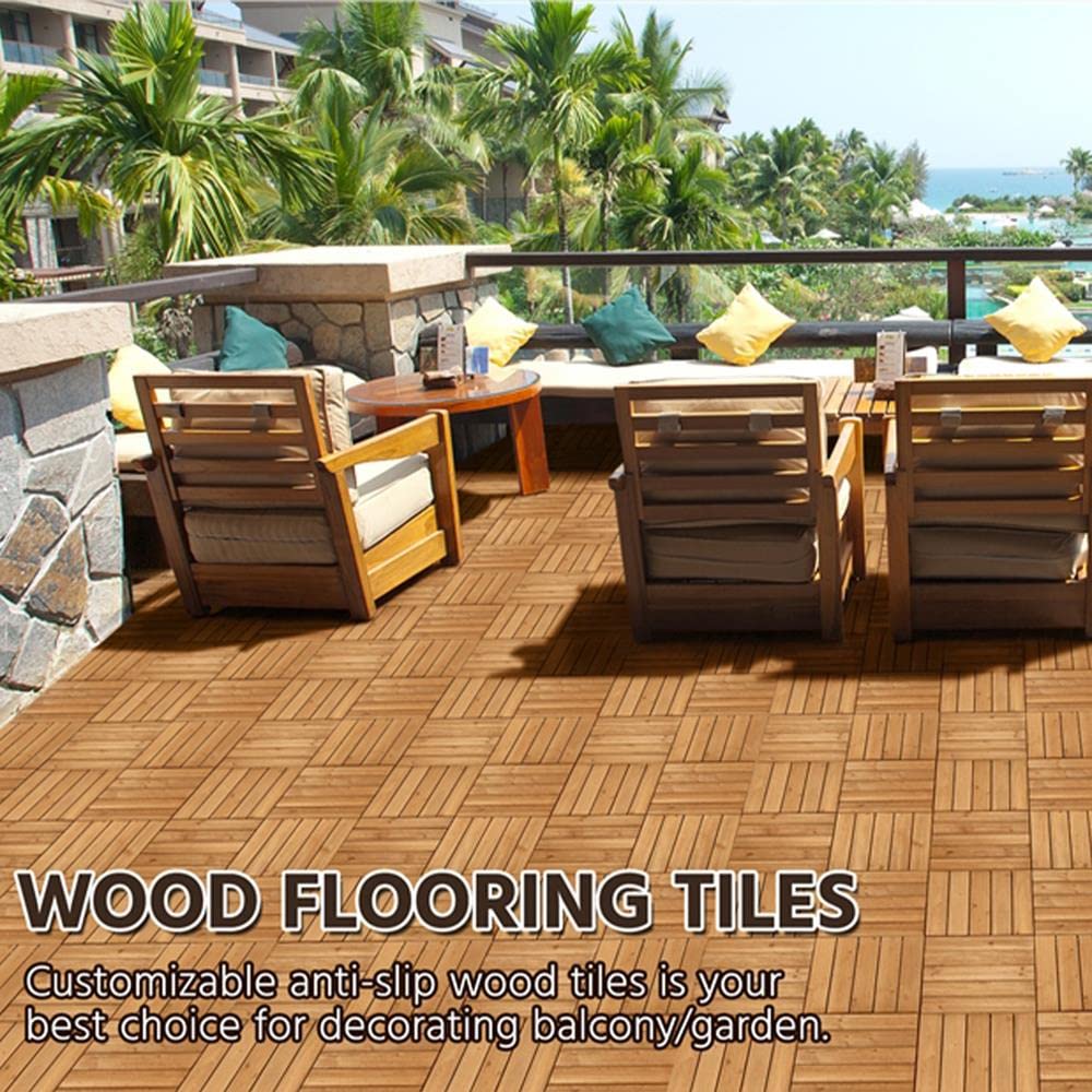 Lot de 27 dalles de terrasse Yaheetech - 30,8 x 30,8 cm - Bois naturel