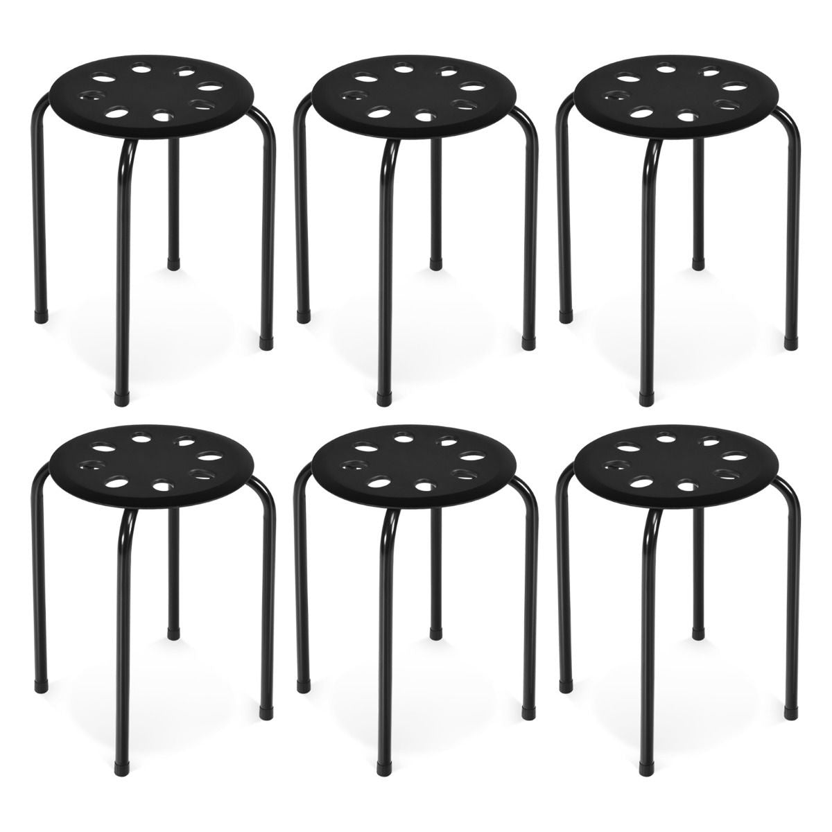 Tabouret empilable Lot de 6 tabourets en métal empilables Tabouret de salle à manger Tabouret pour le bureau à domicile Salle de classe 44,5 cm Hauteur de l'assise 30 x 30 x 44,5 cm