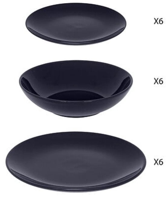 Secret de gourmet - Service de table Colorama uni - 18 pièces - bleu - service de table - vaisselle - 6 personnes