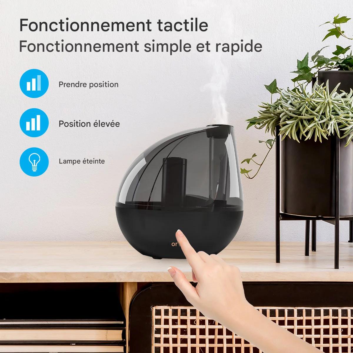 Humidificateur Auronic - Adapté à la chambre de bébé et à la chambre à coucher - Noir - Filtre à eau inclus
