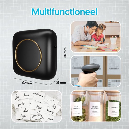 Gatson Mini Printer - Comprend 14 rouleaux de papier (autocollant, normal et couleur) + 5 stylos - Mini imprimante pour mobile - Imprimante de poche - Imprimante photo mobile