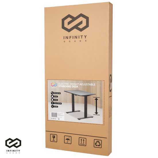 Bureau assis-debout - Infinity Goods - électrique réglable en hauteur - 140 x 60 CM - noir