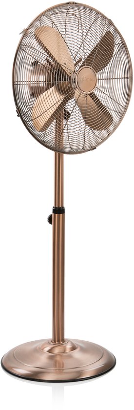 Ventilateur sur pied Tristar Retro 40 cm – 50 W – 3 vitesses – Oscillation à 85° – Réglage en hauteur – Couleur cuivre – VE-5971