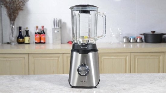 Blender - MOA - 1000W - Pichet en verre 1,5L - 3 vitesses + Pulse - Acier inoxydable