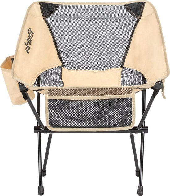 VirtuFit Camping Chair Compact - Chaise de plage - Sac de transport inclus - Convient pour les festivals, les campings et les plages - Accoudoirs inclus - Facile à transporter et à installer - Beige