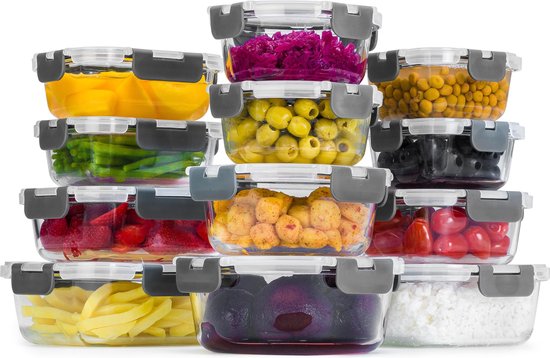 Stosh Freshness Trays - Plateaux pour la préparation des repas - Plateaux de congélation - Verre - 12 pièces - Sans BPA