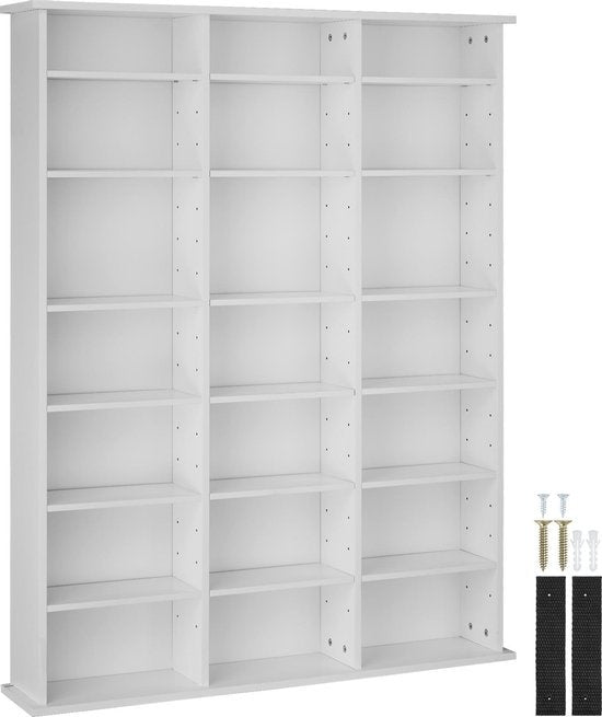 tectake - Bibliothèque CD Stevie 105,5x19x136,5cm - blanc - 403618