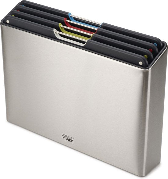 Joseph Joseph - Folio 4 planches à découper dans un support en acier - Acier inoxydable - Argent
