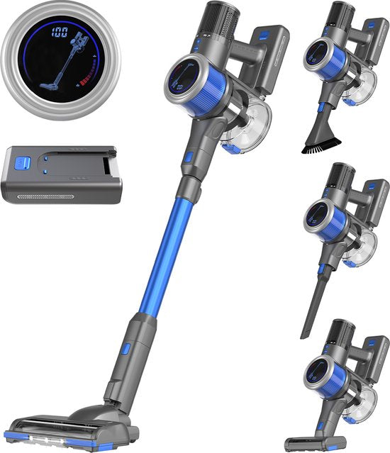 Auronic Stick hoover - Sans fil - Aspirateur autoportant - Sans sac - 350W - Batterie supplémentaire - Aspirateur - Gris/Bleu