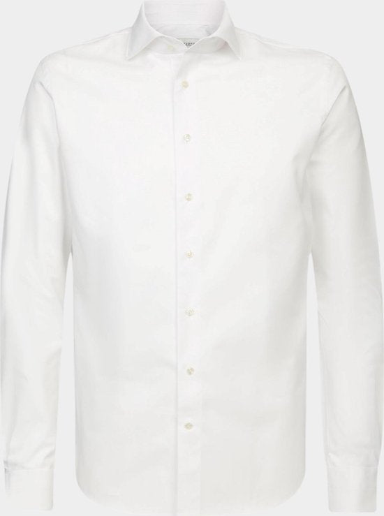 Chemise homme slim fit Profuomo - sergé - blanc - Repassage facile - Taille : 39