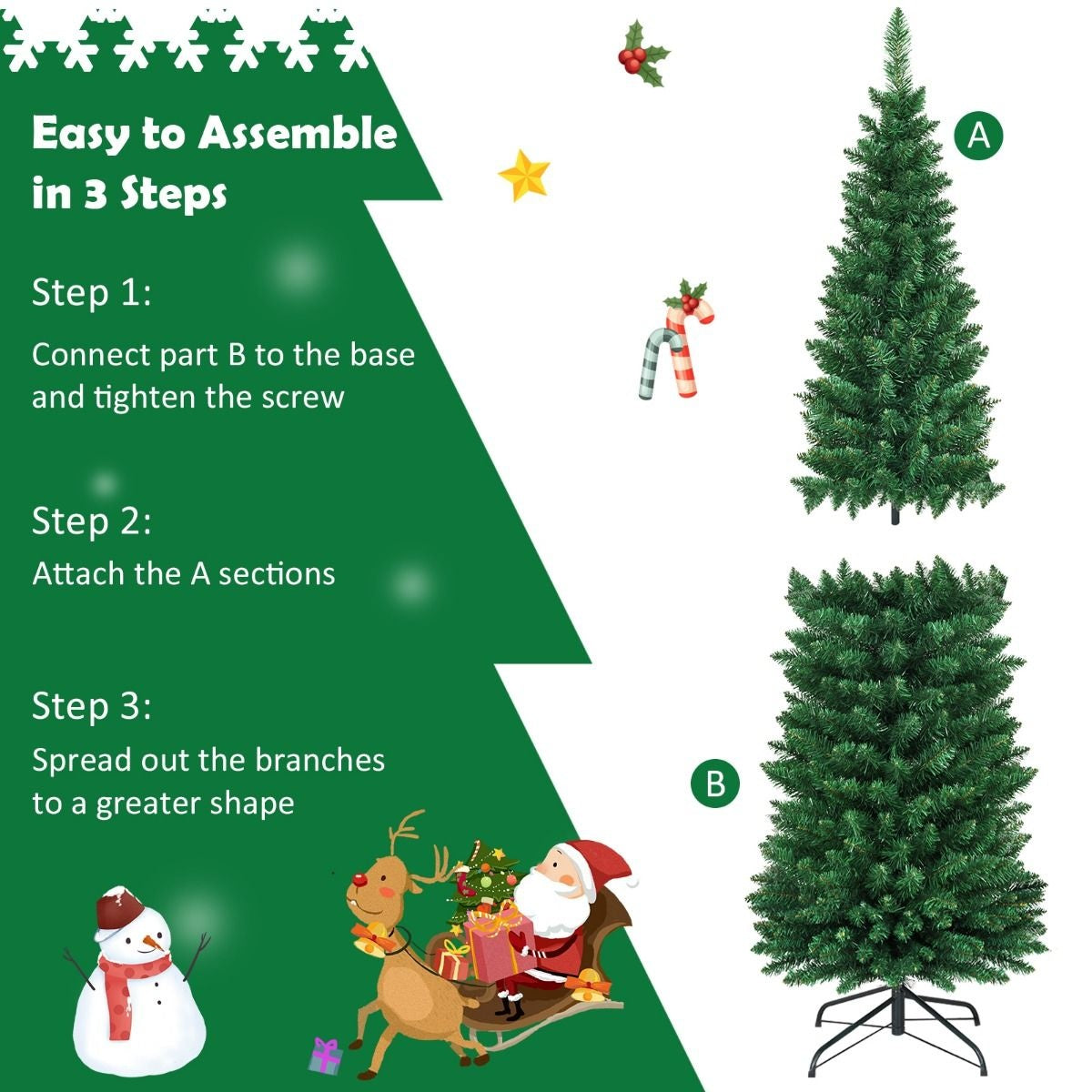 Coast Artificial Christmas Tree Arbre de Noël avec 1 000 aiguilles d'épicéa en PVC - Vert - 180cm